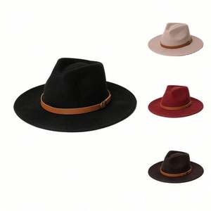 Collection Automne Hiver 2022 : Chapeaux Fedora en Laine Personnalisés, Chapeaux Colorés, Sombreros en Feutre à Large Bord pour Adultes, Fez Simples pour Fêtes - Product Image 1
