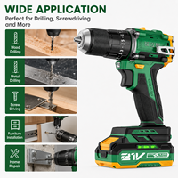 Perceuse à percussion électrique 21V sans balais, lithium-ion, mandrin à cliquet 13mm, 3 fonctions, chargeur 4.0A, couple max 85NM pour le travail du bois