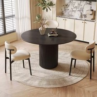 Table à manger ronde en chêne avec piétement sur pieds, finition or antique, mobilier de salle à manger de luxe moderne pour hôtel