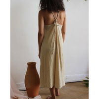 Haute qualité mode vêtements d'été dos nu sans manches robe de soleil décontractée personnalisée dame élégante robes en lin