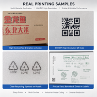Impresora de Inyección de Tinta TIJ V600 de 600DPI para Impresión de Códigos QR, Fechas de Caducidad y Logotipos, Codificador de Inyección de Tinta Térmica Industrial en Línea de 12.7mm y 25.4mm