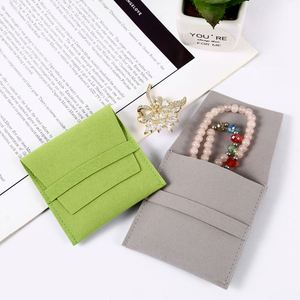 Pochette en velours microfibre double face pour bijoux, sac à fermeture enveloppe, organiseur pour clous et colliers, étui à cordon, emballage cadeau de luxe - Product Image 3