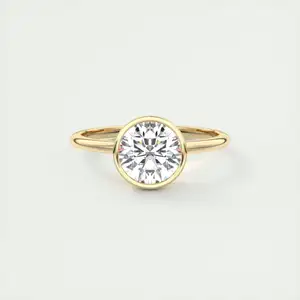 Luster Jewelry 18k Yellow Gold 1.85ct Bezel Setting Lab Grown Diamond Engagement Ring For Women Fine Jewelry Ring
