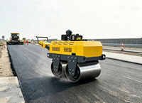 Rouleau compacteur vibrant à double tambour MAXMACH 550 kg avec moteur diesel importé, mini-rouleau compresseur portatif
