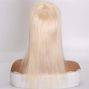 شعر مستعار نسائي من الشعر الأوروبي الأبيض الأشقر المستقيم من توب إيلز، جاهز للشحن، قاعدة حريرية كاملة 5*5 مع بولي يوريثين، للصالونات - Product Image 6