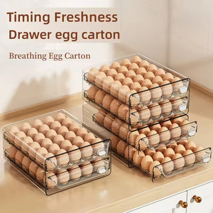 Organizador de huevos al por mayor, contenedor de almacenamiento de plástico transparente para refrigerador, encimera <span class=keywords><strong>rectangular</strong></span>, dispensador de cajones de huevos, comida - Product Image 2