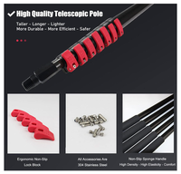 Kit d'outils de nettoyage télescopiques d'extérieur 3,6m-11,8m avec tuyau pulvérisateur/raclette pour vitres et panneaux solaires