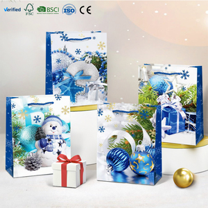 Groothandel Eco-vriendelijke witte kartonnen cadeauzakjes met handvatten voor kerstverpakkingen - Recycleerbaar & Biologisch afbreekbaar - Product Image 2