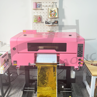Imprimante UV DTF Haolic XP600 rose 33 cm, machine d'impression, transfert d'autocollants, double face, automatique, A3, imprimante UV DTF