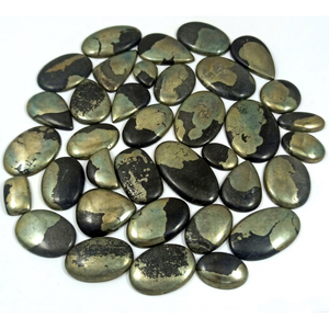 Pierre précieuse naturelle Apache Gold de Radha Arts, cabochon (25-40 mm, 4-12 g) pour la fabrication de bijoux DIY, bijoux faits à la main en argent et laiton - Product Image 1