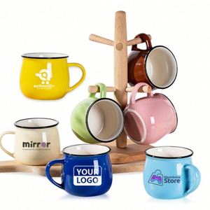 Tasse en céramique créative avec logo personnalisé, design moderne à gros ventre, pour le petit-déjeuner, le lait ou le café - Product Image 3