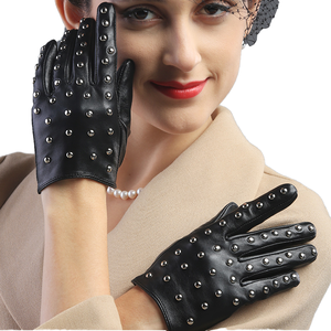 <span class=keywords><strong>Gants</strong></span> en cuir de mouton véritable pour <span class=keywords><strong>femme</strong></span>, compatibles écran tactile, collection automne-hiver, avec rivets, pour opéra, danse et soirée, vente en gros - Product Image 2