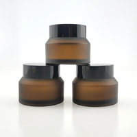 Pots de verre vide en ambre givré, bocaux à crème cosmétique avec couvercle, vente en gros, pièces