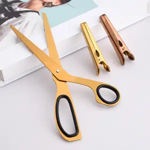 Fashion Stainless steel scissors asymmetrical design gold office stationery kitchen household sewing scissors paper cutter