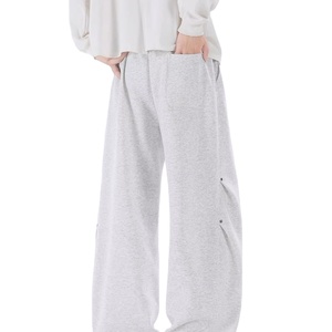 Pantalones Deportivos Anchos Color Gris Jaspeado para Hombre 2025 - Cordón y Botón a Presión, Estilo Casual Minimalista |   Personalizable - Product Image 3