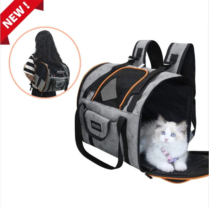 Outdoor Travel Hiking Collapsible Ventilated Thicker Bottom Support Pet Carrier Backpack Bag for Small Dogs and Cats