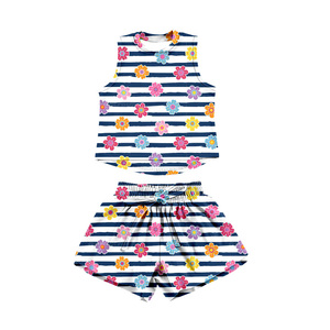 Précommande : Ensemble d'été pour bébés filles – T-shirt sans manches à motifs colorés et short élastique papillon – Tenue de sport et <span class=keywords><strong>cadeau</strong></span> - Product Image 2