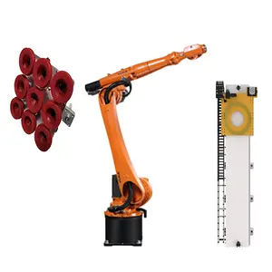 Alto carico utile KUKA palettizer manipolatore kr16 r2010-2 con Robot pinza e CNGBS Robot 7 ° asse guida per impilare foto