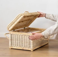 Valise en rotin naturel de style rétro avec panier de rangement, mallette de haute qualité raffinée, panier tressé en rotin surdimensionné
