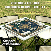 Table de Mahjong d'extérieur portable et pliable avec plateau en ABS et dessus en cuir PU, personnalisable pour le camping, les pique-niques, les fêtes, les voyages et les jeux en famille