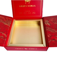 Boîte cadeau de mariage de luxe sur mesure avec couvercle magnétique en papier couché rouge, gaufrage et laminage mat, fabriquée à la main pour l'utilisation de bougies
