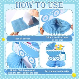 Centrotavola a Nido d'Ape per Baby Shower 'È un Maschietto', Decorazione Tavolo Blu per Festa di Nascita, Topper per Tavolo Rivelazione Sesso, Decorazioni per Battesimo - Product Image 4