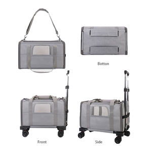 Özel kedi tekerlekler köpek taşıyıcı havayolu onaylı uçuş kamp için teleskopik kolu ile kedi çantası evcil hayvan taşıyıcı açık - Product Image 3