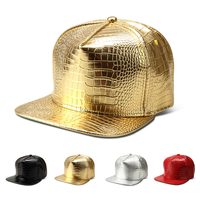 Gorra de Béisbol Unisex Ajustable de 6 Paneles con Visera Plana, Estilo Hip Hop y Street Dance, Impermeable, Metálica Plateada, Oro Rosa, Holográfica, PU Cuatro