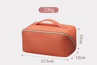 Trousse de Maquillage Portable à Poignée, Pliable, Multi-Compartiments, Porte-Pinceaux, Fermeture Éclair, Doublure Imperméable, pour Voyage et Coiffeuse