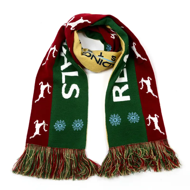 Logo all'ingrosso personalizzato prezzo di fabbrica acrilico maglia calcio club sciarpa/maglia per adulti sciarpa invernale