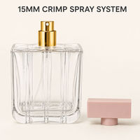 Botol Parfum Kaca Persegi 100ml Motif Garis Vertikal Wadah Aroma Bening Tutup Pink Kemasan Logo Kustom