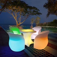 Ensemble de meubles de jardin pour villa extérieure, tables, chaises, mobilier de jardin, tabouret de bar, tabouret lumineux LED en PE