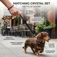 Collier pour animaux de compagnie luxueux en perles de cristal avec bracelet assorti pour le propriétaire, collier pour chien et chat en pierre naturelle, bijoux faits à la main pour animaux de compagnie