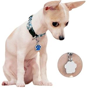 Neues Design DIY hand gefertigte galvani sierte Metall legierung Material Charme Farbe Glitter Haustier Hund Form Hund Pfote Druck Halskette Anhänger - Product Image 4