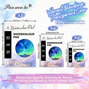 Bloc de papier Panwenbo 24 feuilles 180 g/m² pour aquarelle, bloc de <span class=keywords><strong>dessin</strong></span>, carnet de marqueurs, bloc de papier aquarelle 100 % coton - Product Image 3