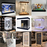 TERMEIN Présentoir LED pour cartes à collectionner, en acrylique blanc, pour 40 cartes, vitrine rétroéclairée pour magasin d'articles de loisirs, boutique de jouets, commerce de détail