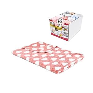 หนังขนแกะปะการังหัวใจเหงื่อสีชมพูสบายอบอุ่นสองหน้าสัตว์เลี้ยงผ้านุ่มสุนัขแมวผ้าห่ม - Product Image 1