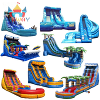 Château gonflable commercial pas cher avec toboggan aquatique et toboggan sec pour la location