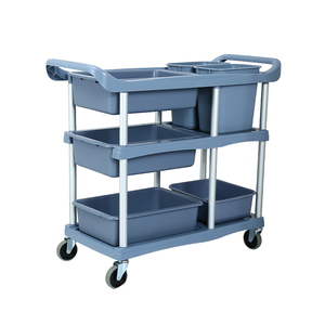 Chariot de service de nettoyage à 3 niveaux en plastique pour hôtel, restaurant, cuisine, <span class=keywords><strong>vaisselle</strong></span>, chariot de rangement mobile avec roues verrouillables - Product Image 2