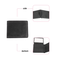 Dompet Panjang Serat Karbon Hitam, Tas Genggam, Logo Nama Kustom, Slot Kartu Banyak, Kapasitas Besar