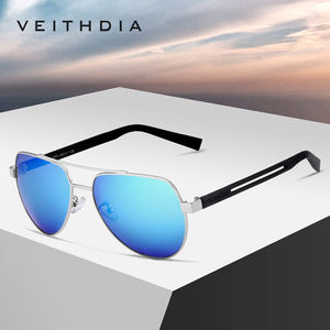 Veithdia Men's Aviator Sunglasses Stainless Steel <b>Frame</b> Blue Mirror Lens UV400 Protection Outdoor Use - Product Image 1