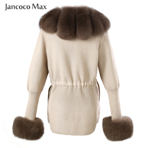 Cardigans de haute qualité Style <span class=keywords><strong>court</strong></span> pull manteau femmes Cardigan tricoté avec fourrure de renard - Product Image 4
