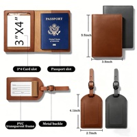 Porte-passeport et porte-étiquette de bagage en cuir PU personnalisé de qualité supérieure, avec boîte