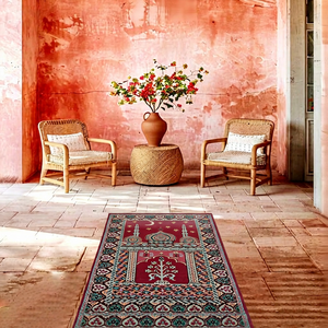 Alfombra de Oración Zynah Rugs Harmony Haven, Hecha a Mano con Lana, Lavable, Diseño Abstracto, 2.3x3.6, para el Hogar y Viajes - Product Image 1