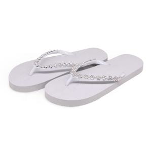 Wholesale White Rhinestone <b>Flip</b> <b>Flops</b> <b>Women</b> Wedding Beach <b>Sandals</b> Crystal Strap Summer Slippers Custom Logo - Product Image 1