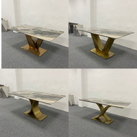Pieds de Table à Manger en Marbre de Luxe Support en Plaque de Roche Légère Base en Acier Inoxydable pour Tables Rectangulaires Meubles
