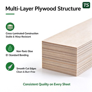 Basswood Plywood 920x920mm 1-18mm Poplar Core Basswood Sheets for Laser Cutting DIY Craft Model Making <b>Puzzle</b> <b>Toys</b> - Product Image 3
