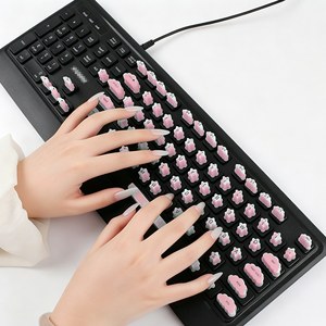 Autocollants de clavier en silicone pour nail art, touches surélevées pour ongles longs, sans résidu, auto-adhésifs, réutilisables, protection pour la frappe - Product Image 6