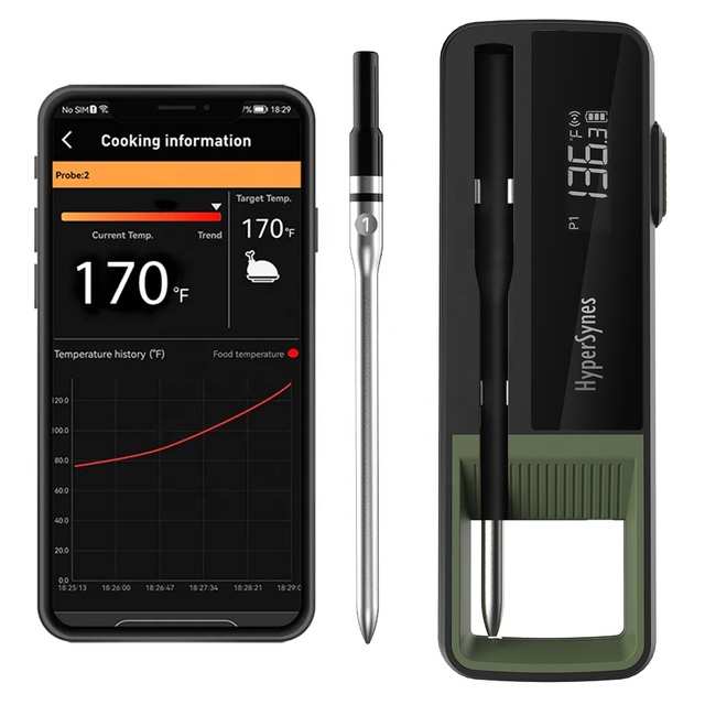 Outdoor Waterproof Smart APP Digital Bluetooth Wireless Kitchen BBQ Meat Thermometer 2 Food Probes for Household Thermometer