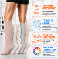 Chaussettes de compression montantes personnalisées à motifs unisexes respirantes imprimées pour le sport, la course, les voyages, l'allaitement – Vente en gros